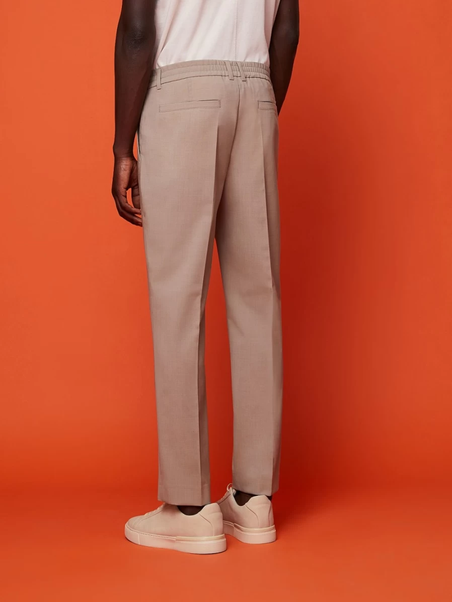 AlphaTauri Men's Lightweight Wool-Mix Pants in Sand Color