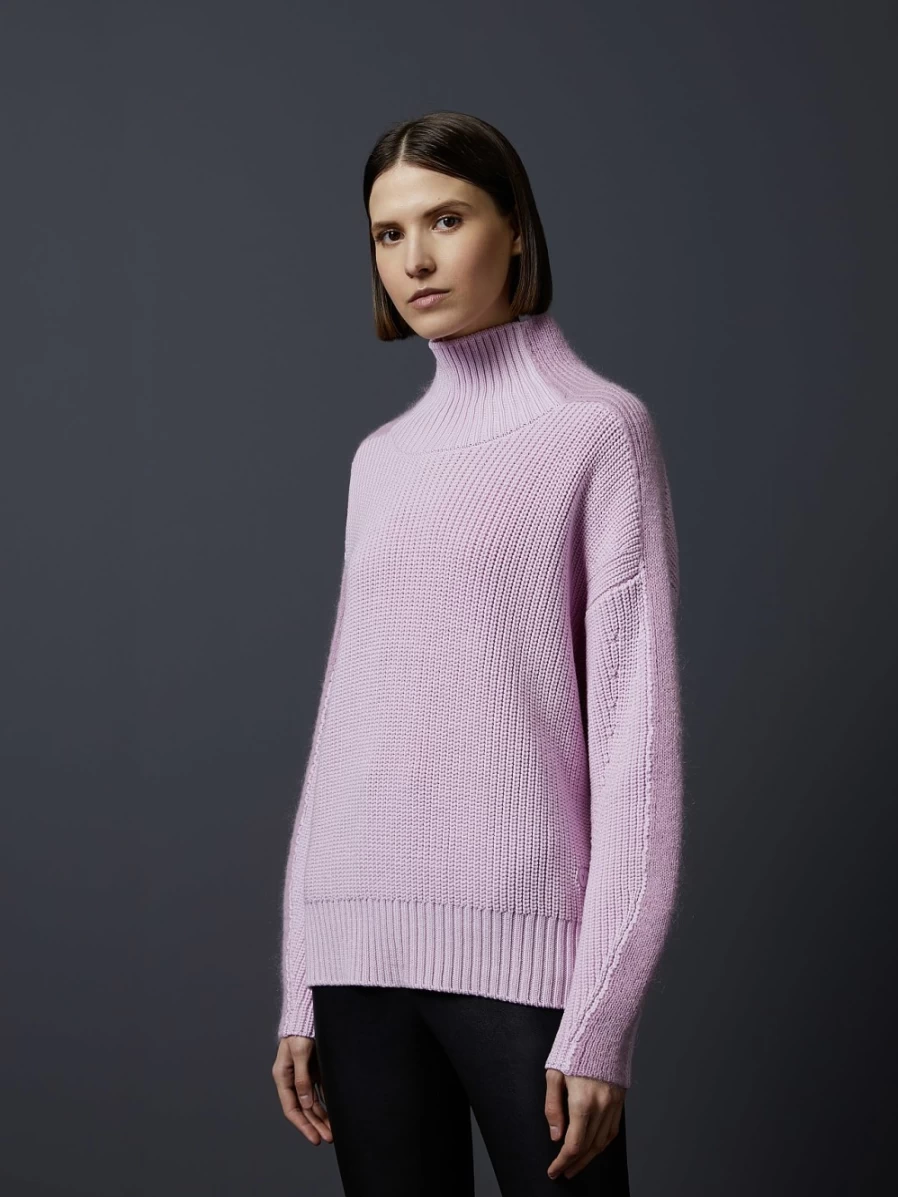 AlphaTauri Women's Pale Lilac Chunky Knit Mohair-Merino Turtleneck Sweater