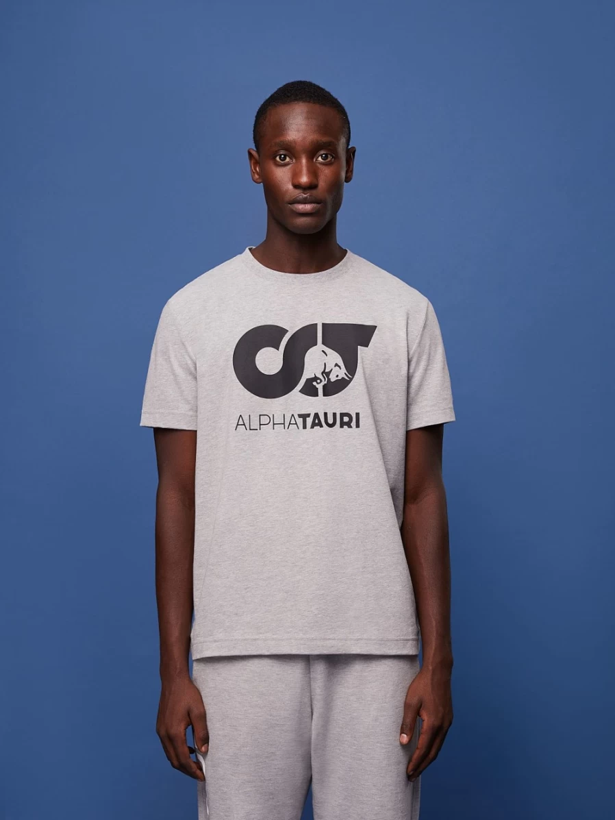 AlphaTauri Men's Signature Logo T-Shirt in Grey Melange