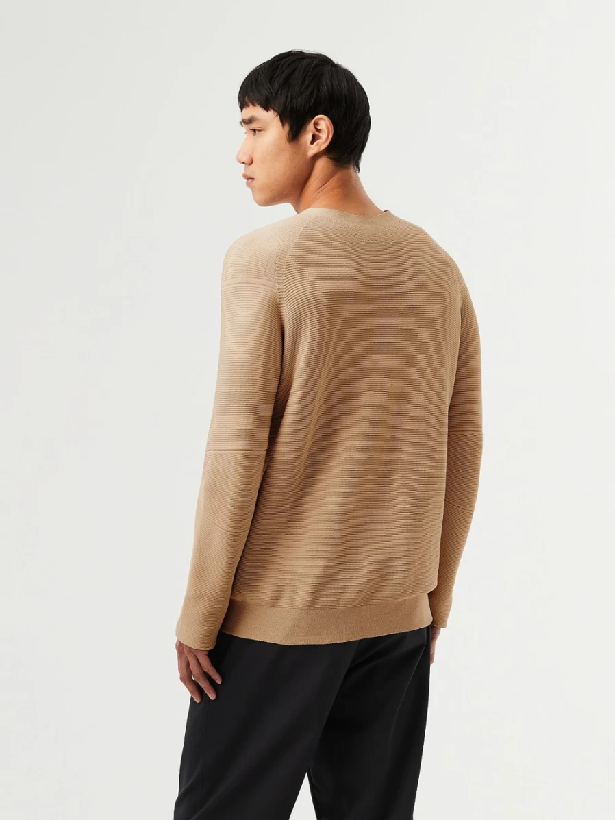 AlphaTauri Men's Seamless 3D Performance Knit Crewneck Sweater in Brown/Beige