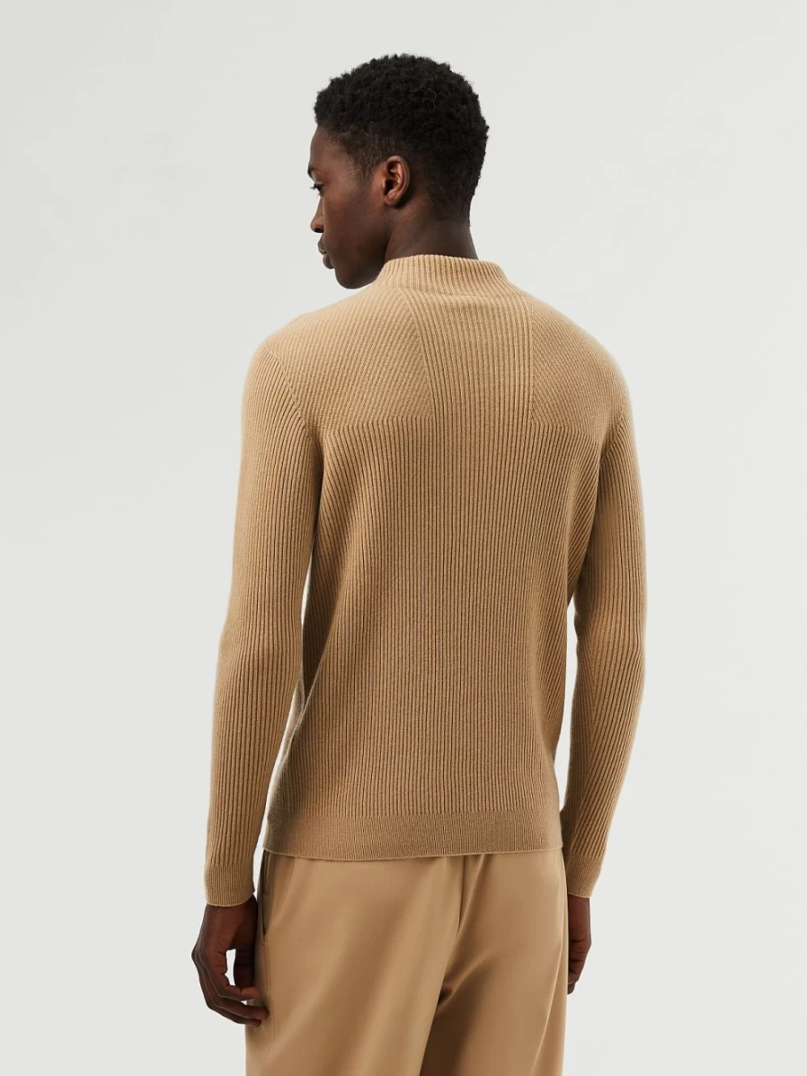 AlphaTauri Men's 3D Knit Cashmere-Blend Turtleneck Sweater in Brown/Beige - Seamless Comfort