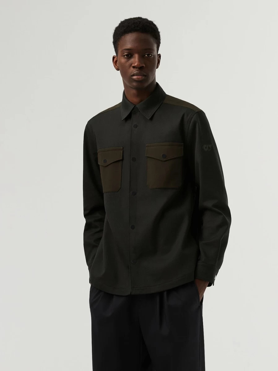 AlphaTauri Men's Dark Green Woven Overshirt - Stylish Casual Jacket