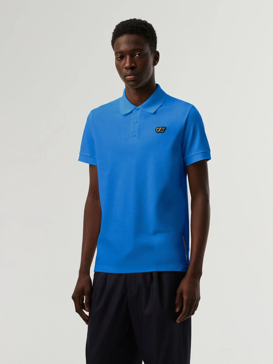 AlphaTauri Men's Classic Blue Pique Polo Shirt - Breathable Casual Golf Tee