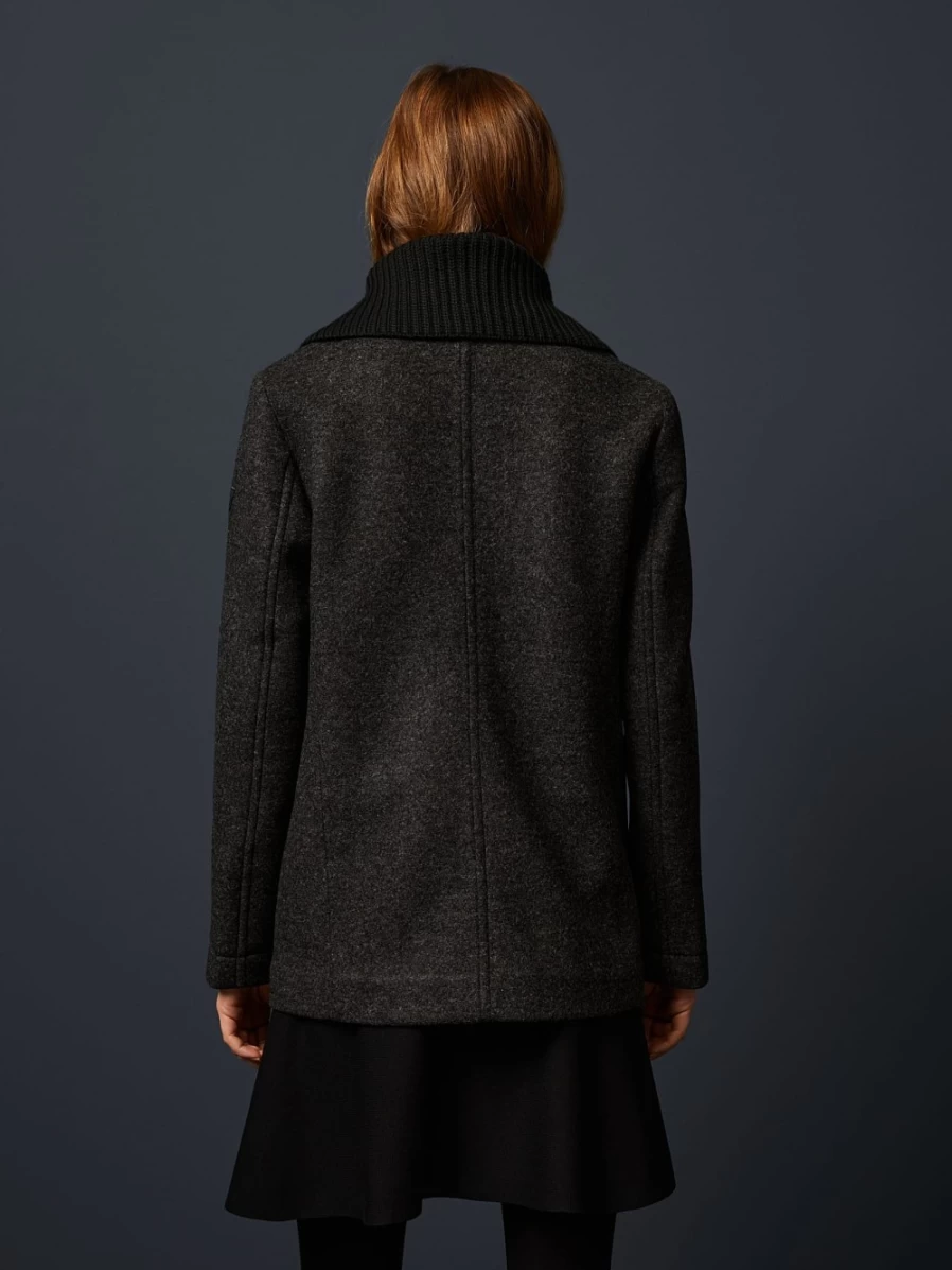 Women's Grey Water-Resistant Wool Pea Coat by AlphaTauri