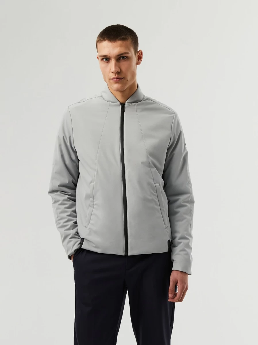 AlphaTauri Men's Light Grey Heat-Resistant Waterproof Bomber Jacket for All-Weather Protection
