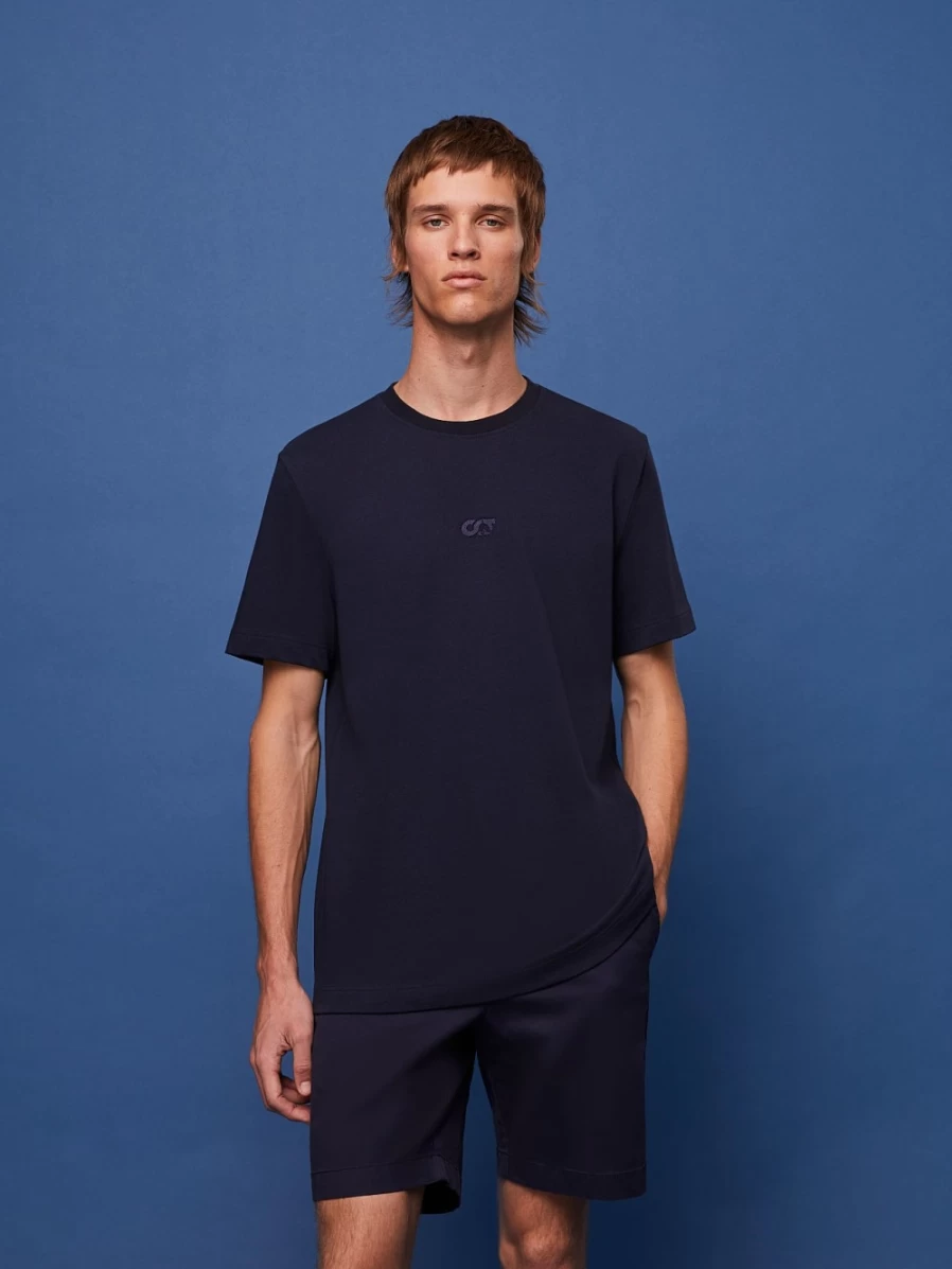 AlphaTauri Men's Navy Oversized Logo T-Shirt - Comfortable Cotton Crewneck Tee