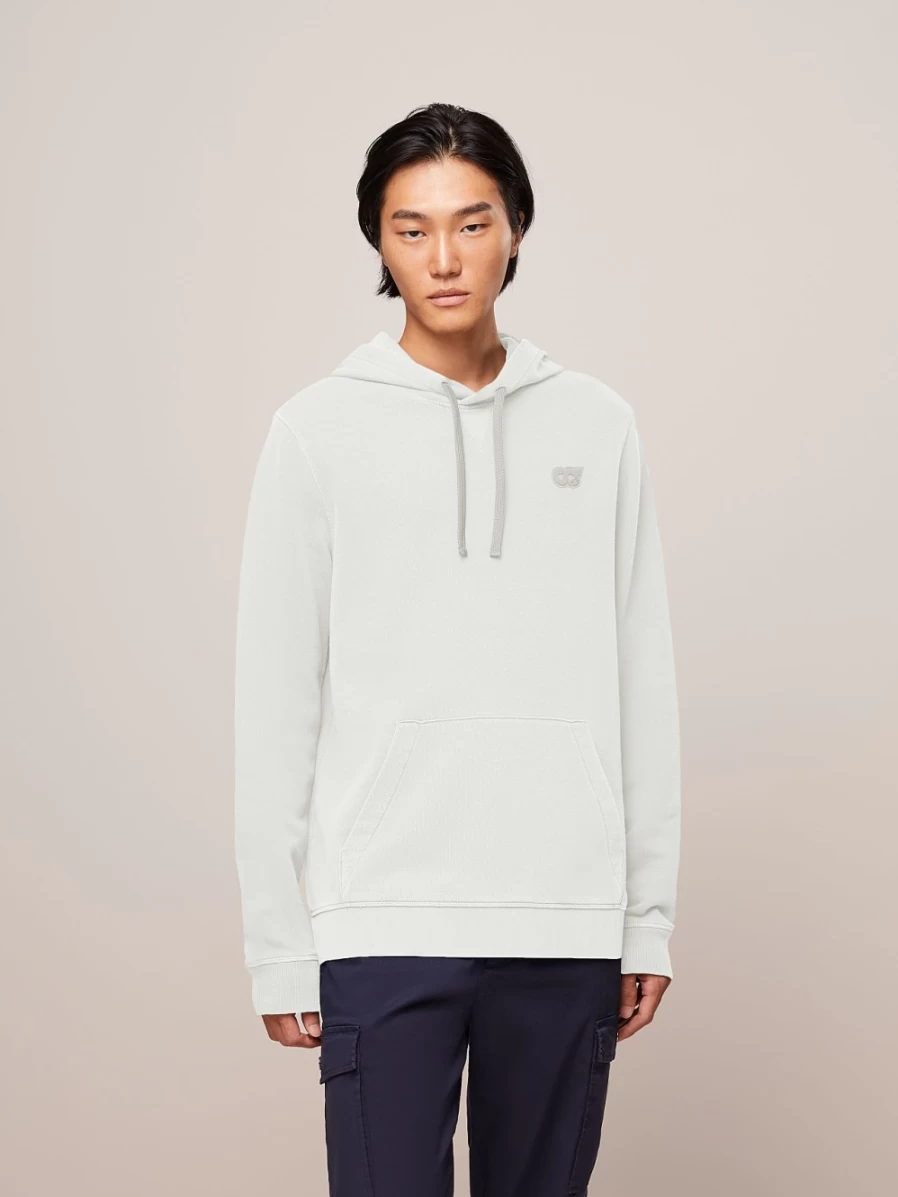 AlphaTauri Men's Ivory Garment-Dyed Cotton Hoodie