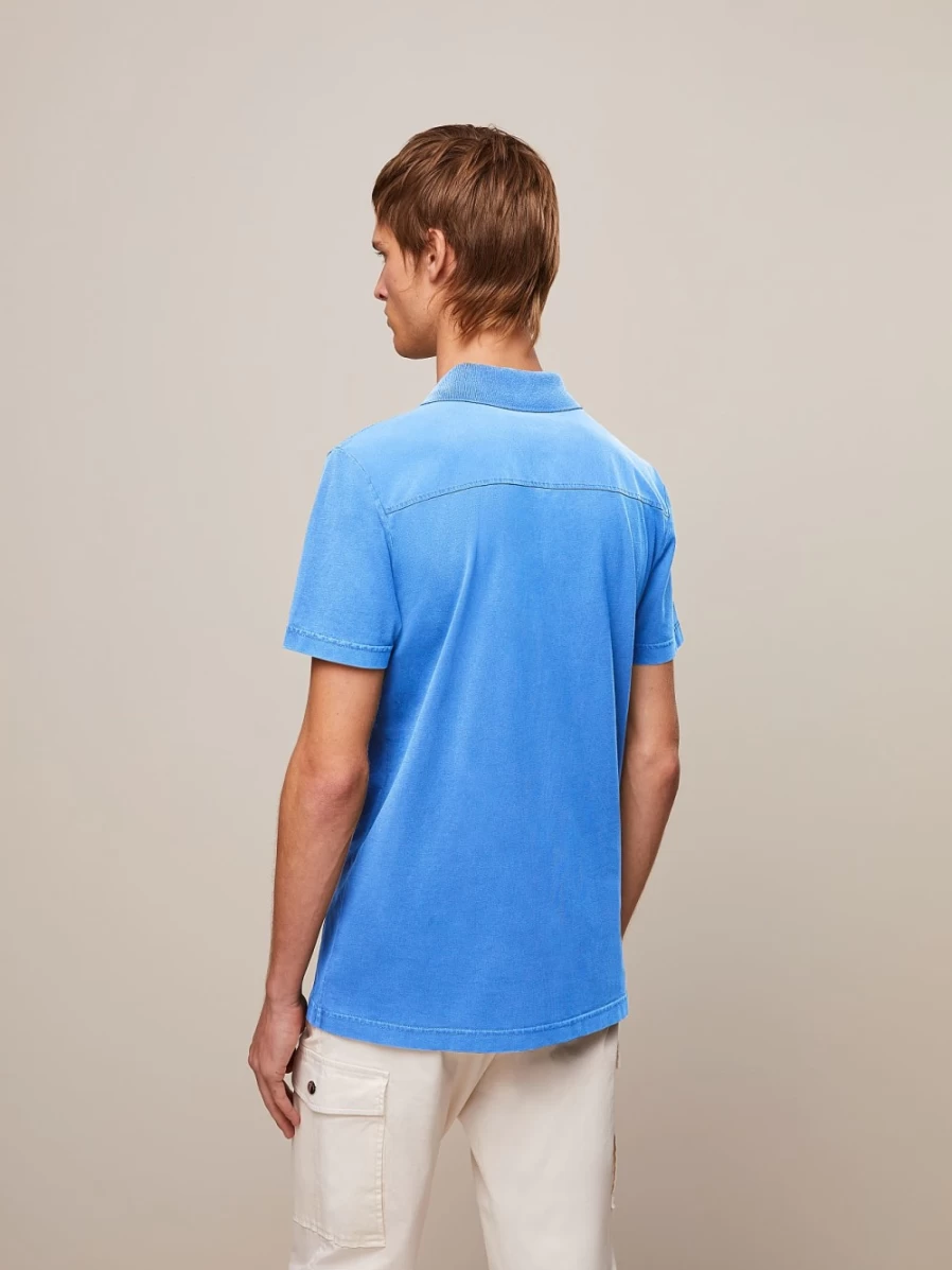 AlphaTauri Men's Sky Blue Garment-Dyed Cotton V-Neck T-Shirt
