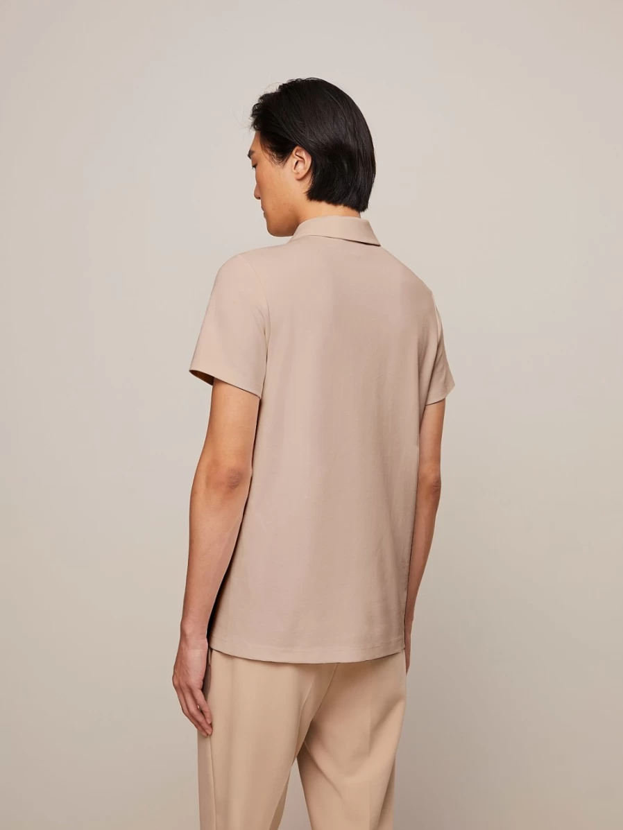 AlphaTauri Men's Sand Color Jersey Polo Shirt - Premium Comfort & Style