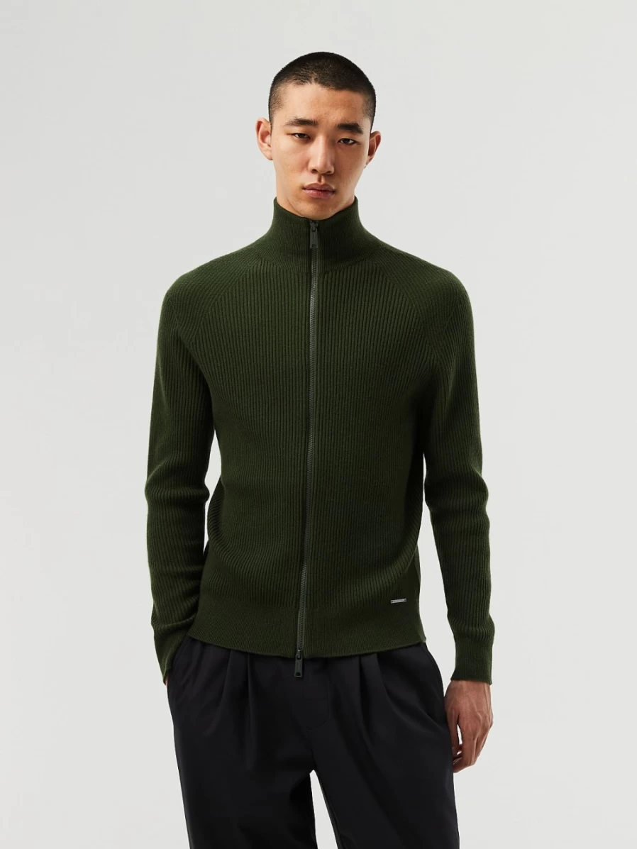 AlphaTauri Men's Dark Green 3D Knit Cashmere-Blend Seamless Jacket