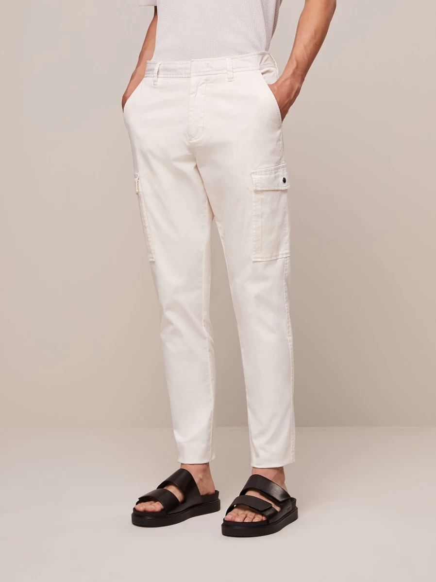 AlphaTauri Men's Off White Garment-Dyed Cotton Cargo Pants