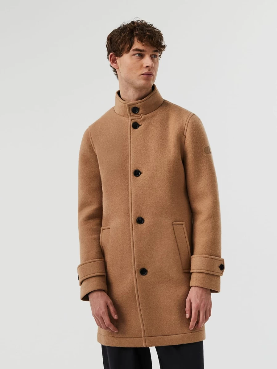 AlphaTauri Men's Bonded Wool Coat in Brown/Beige - Premium Winter Outerwear
